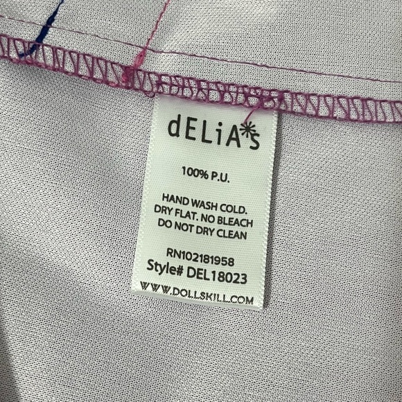 DELIAS Rainbow Magic Metallic PVC Mini Skirt Back Zip Purple Size Large - Picture 7 of 13